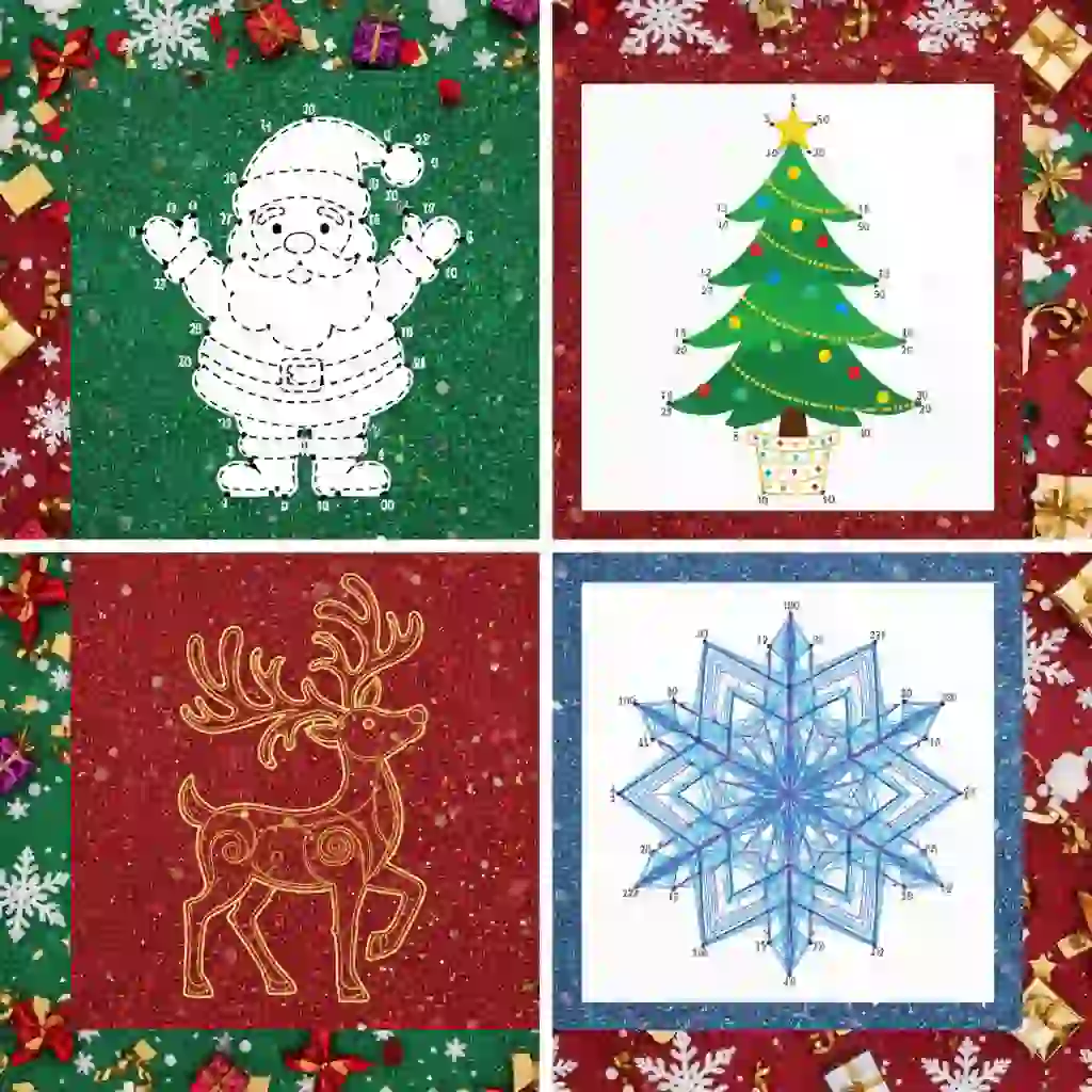 Easy Christmas connect-the-dots printable collage
