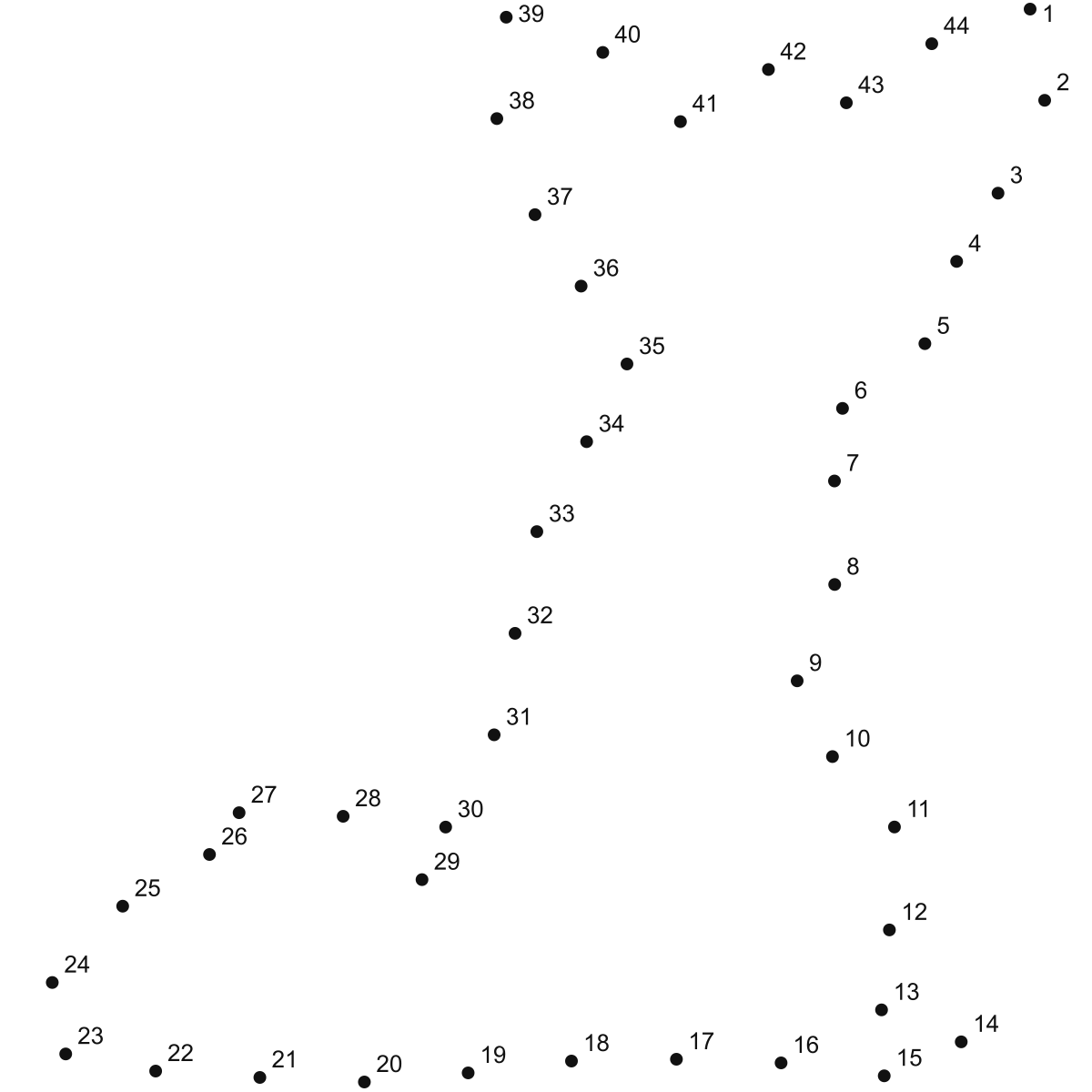 Cute Fox Line Art dot to dot printable puzzle