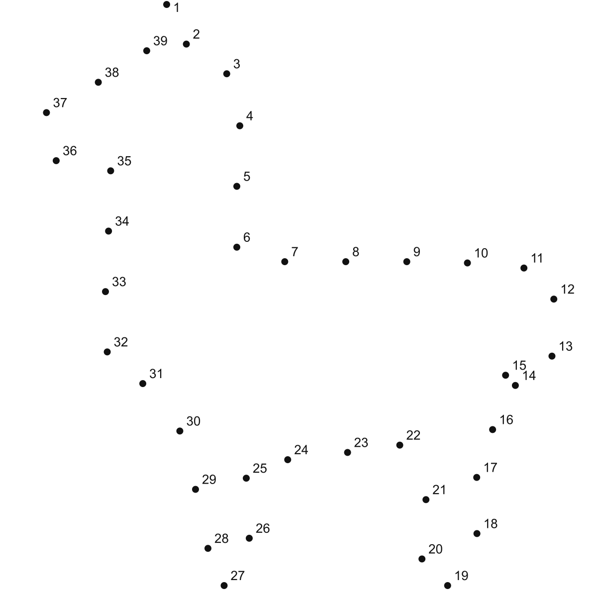Cute Llama Side View dot to dot printable puzzle
