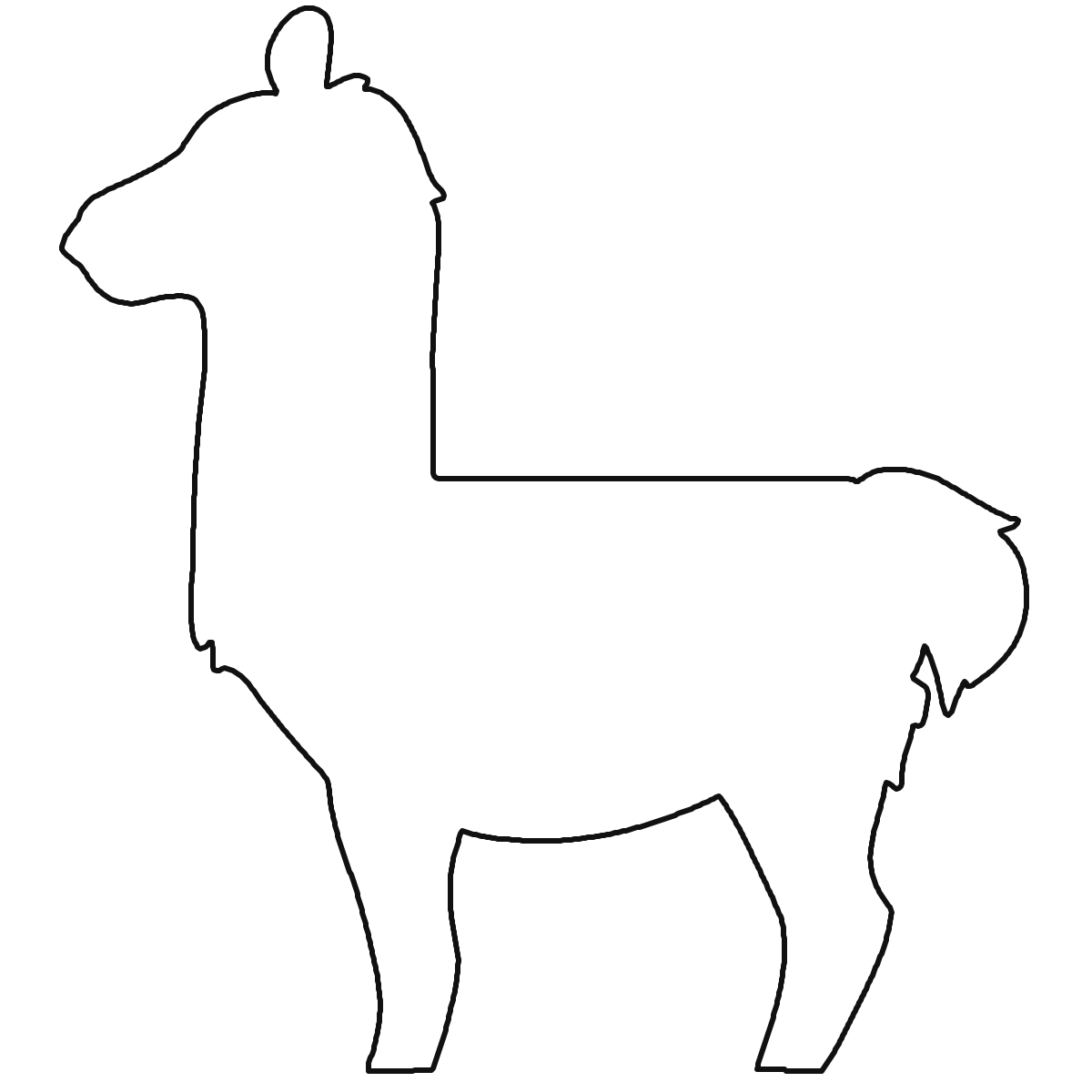 Cute Llama Side View solved outline
