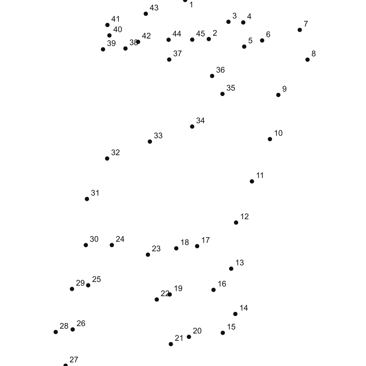 Deer Silhouette dot to dot printable puzzle