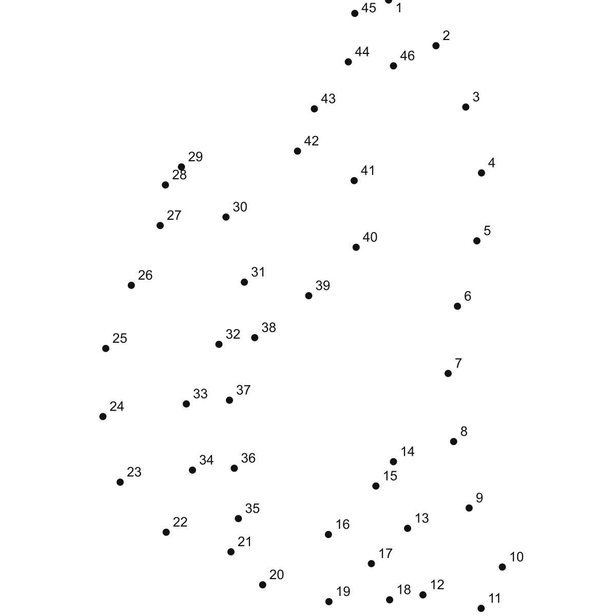 Fox Outline dot to dot printable puzzle
