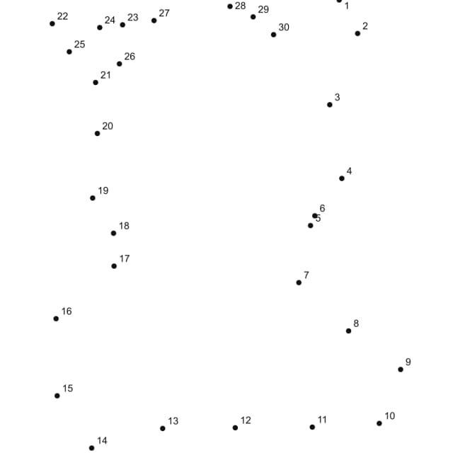 Puppy Sketch dot to dot printable puzzle