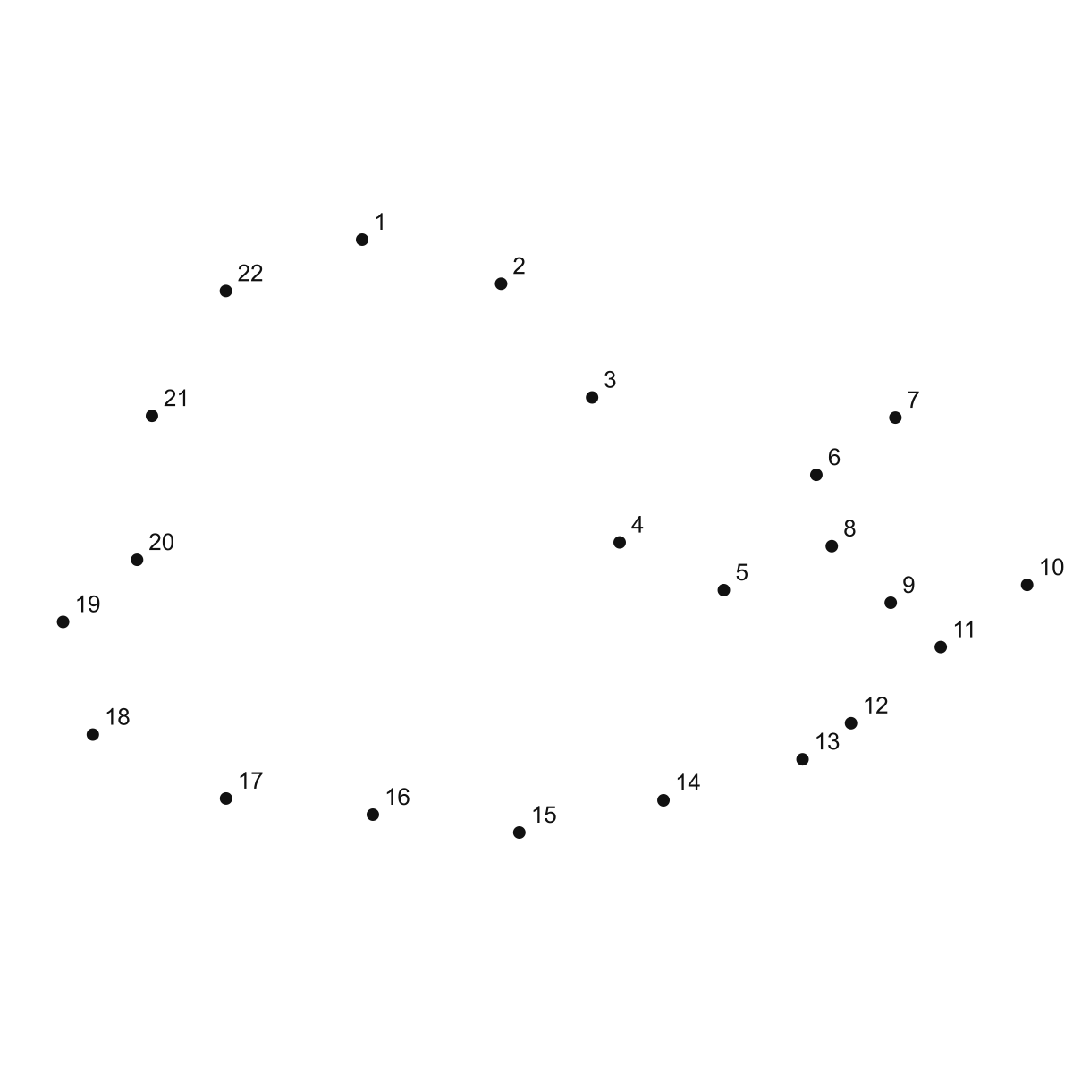 Snail Lineart dot to dot printable puzzle