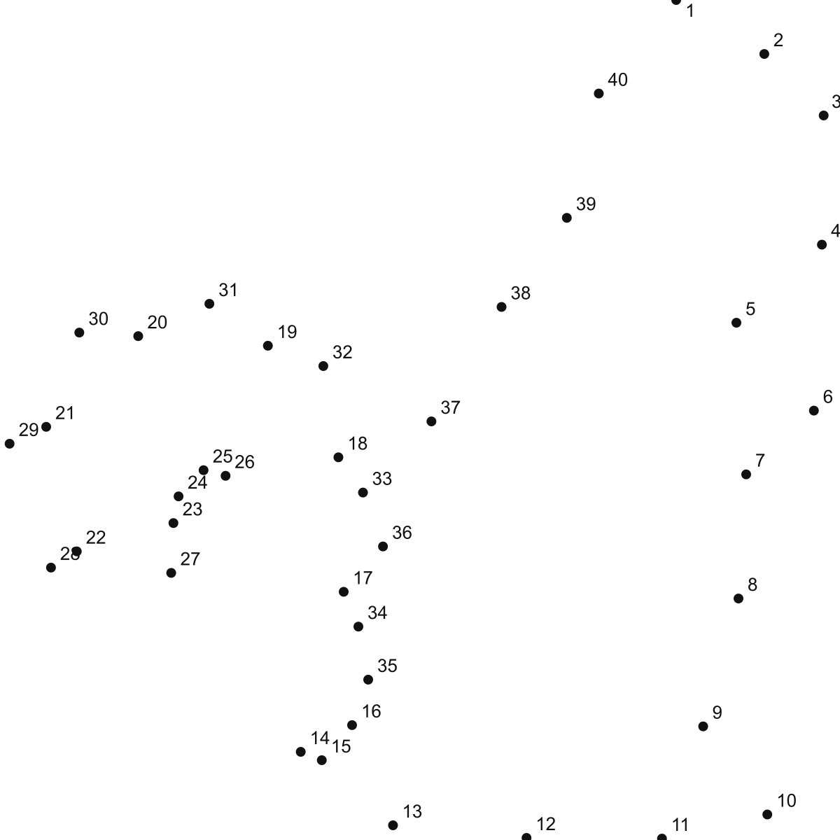Squirrel dot to dot printable puzzle