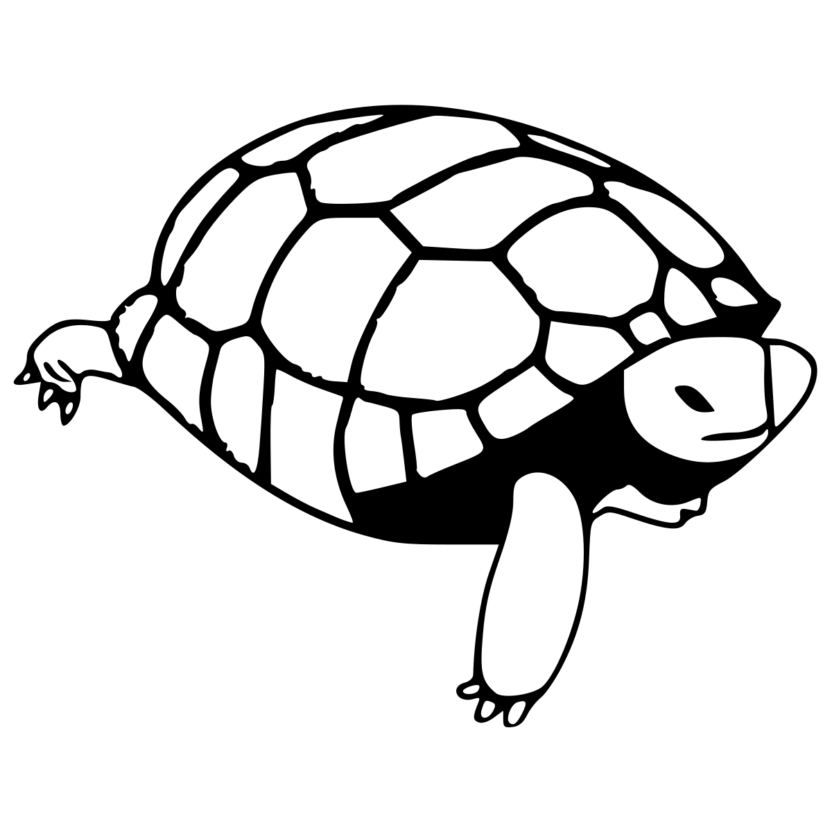 Turtle Crawling Line Art dot to dot printable puzzle