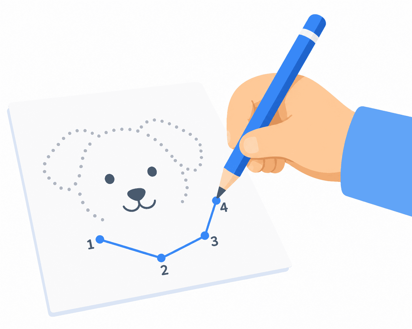 Child focused on completing a dot to dot puzzle worksheet, building concentration skills