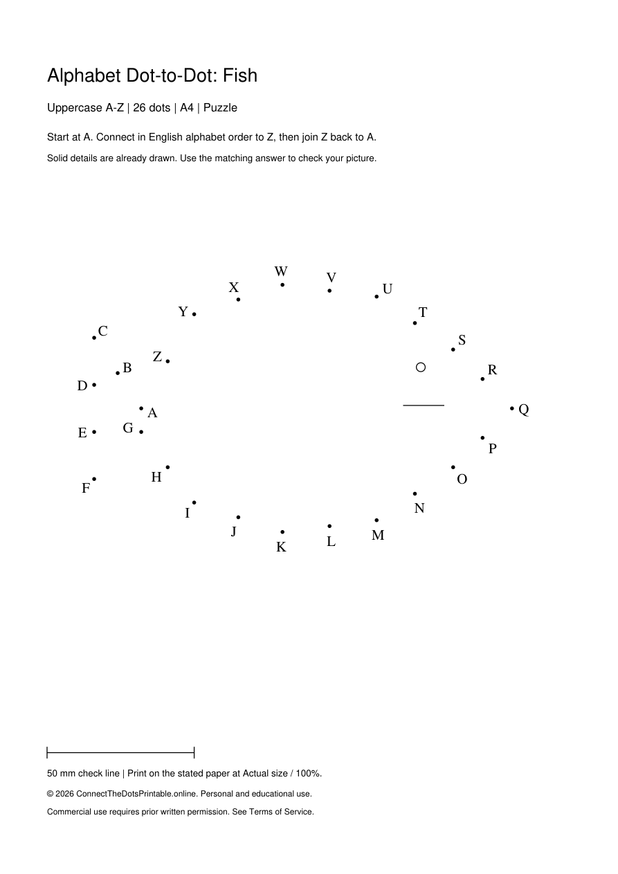 Fish uppercase A4 puzzle, rendered from its PDF