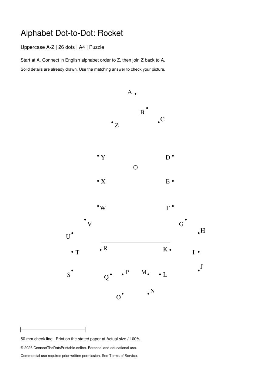 Rocket uppercase A4 puzzle, rendered from its PDF