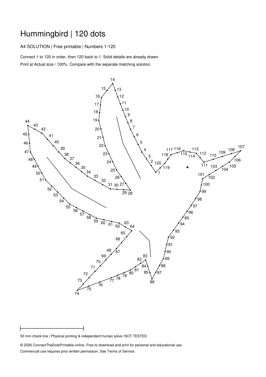 Hummingbird answer joining the same 120 points in order and back to 1