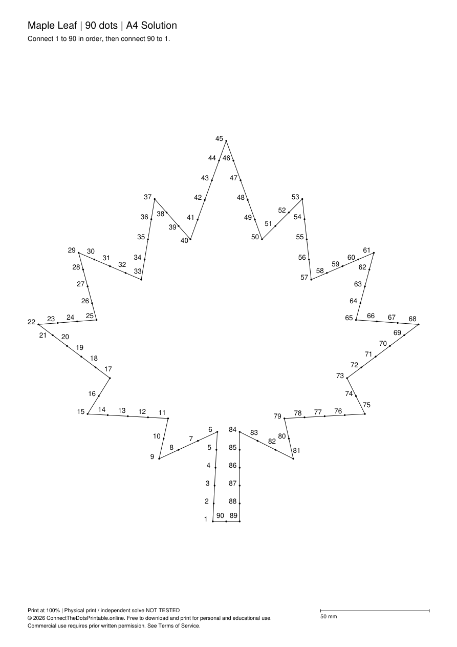Maple Leaf answer joining the same 90 points in order and back to 1